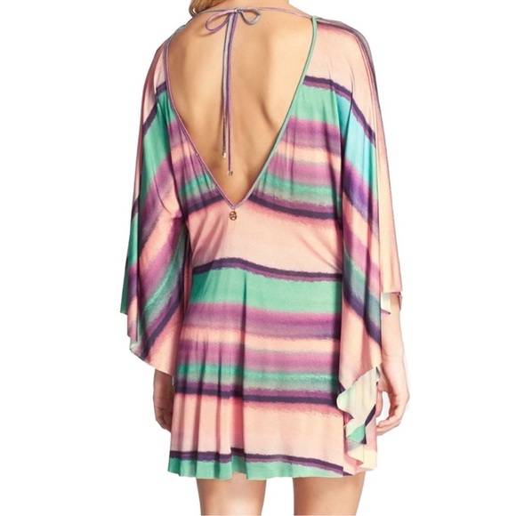 ViX Paula Hermanny Coverup Pink Blue Stripe Size Large - Picture 2 of 7